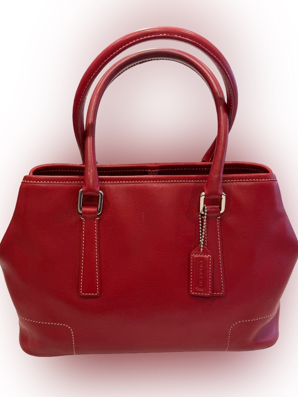 Coach VTG Hampton Satchel / Carry All Deep Red Dual Top Handles Flawless 7755